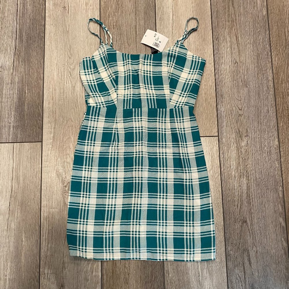 NWT Women's small Forever 21 teal/cream dress